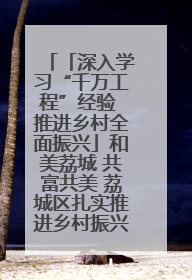 「深入学习“千万工程”经验 推进乡村全面振兴」和美荔城 共富共美 荔城区扎实推进乡村振兴工作