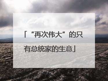 “再次伟大”的只有总统家的生意