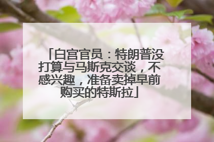 白宫官员：特朗普没打算与马斯克交谈，不感兴趣，准备卖掉早前购买的特斯拉