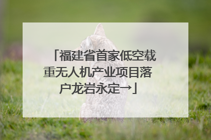 福建省首家低空载重无人机产业项目落户龙岩永定→