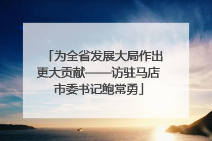 为全省发展大局作出更大贡献——访驻马店市委书记鲍常勇