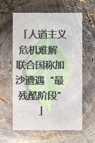 人道主义危机难解 联合国称加沙遭遇“最残酷阶段”