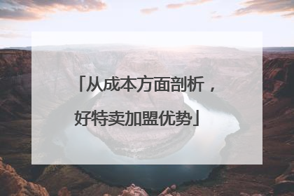 从成本方面剖析，好特卖加盟优势