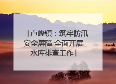 卢峰镇：筑牢防汛安全屏障 全面开展水库排查工作