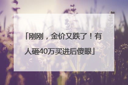 刚刚，金价又跌了！有人砸40万买进后傻眼
