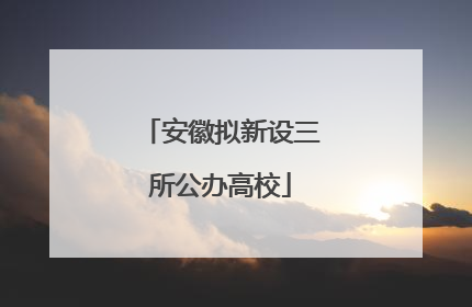 安徽拟新设三所公办高校
