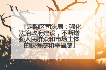 定陶区司法局：强化法治政府建设，不断增强人民群众和市场主体的获得感和幸福感