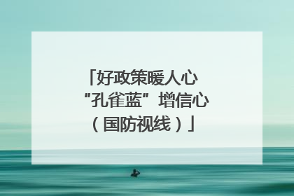 好政策暖人心 “孔雀蓝”增信心（国防视线）