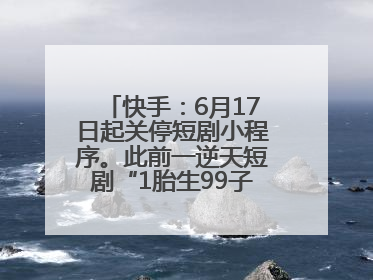快手：6月17日起关停短剧小程序。此前一逆天短剧“1胎生99子”被全网下架