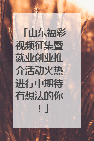 山东福彩视频征集暨就业创业推介活动火热进行中期待有想法的你！