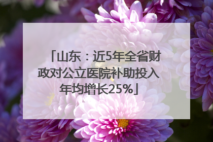 山东：近5年全省财政对公立医院补助投入年均增长25%