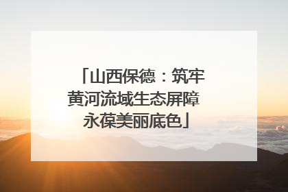 山西保德：筑牢黄河流域生态屏障 永葆美丽底色