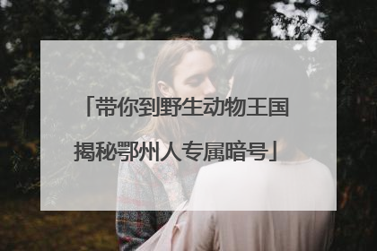 带你到野生动物王国揭秘鄂州人专属暗号