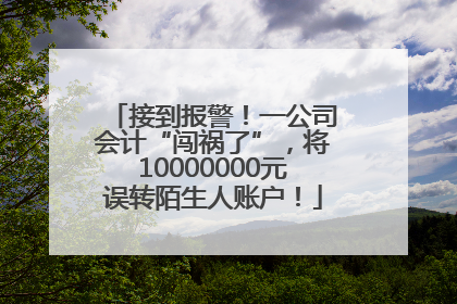 接到报警！一公司会计“闯祸了”，将10000000元误转陌生人账户！