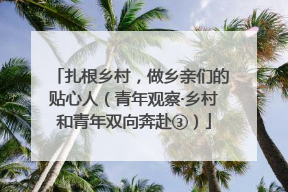 扎根乡村，做乡亲们的贴心人（青年观察·乡村和青年双向奔赴③）