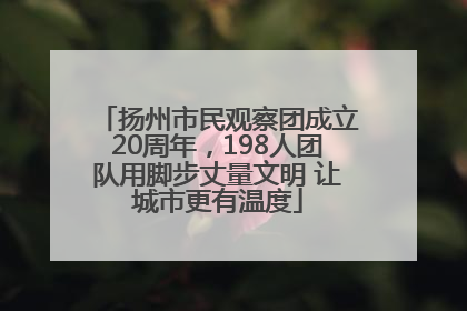 扬州市民观察团成立20周年，198人团队用脚步丈量文明 让城市更有温度