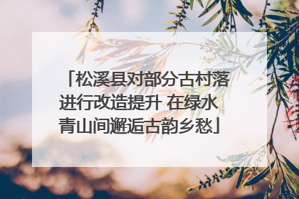 松溪县对部分古村落进行改造提升 在绿水青山间邂逅古韵乡愁