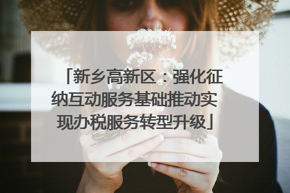 新乡高新区：强化征纳互动服务基础推动实现办税服务转型升级