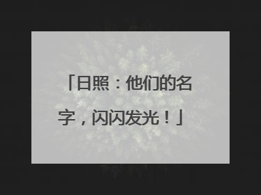 日照：他们的名字，闪闪发光！