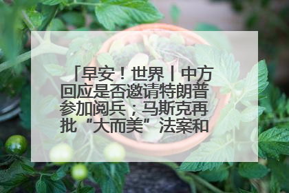 早安！世界丨中方回应是否邀请特朗普参加阅兵；马斯克再批“大而美”法案和美国共和党
