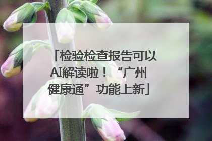 检验检查报告可以AI解读啦！“广州健康通”功能上新