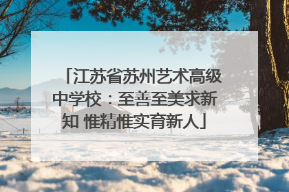 江苏省苏州艺术高级中学校：至善至美求新知 惟精惟实育新人
