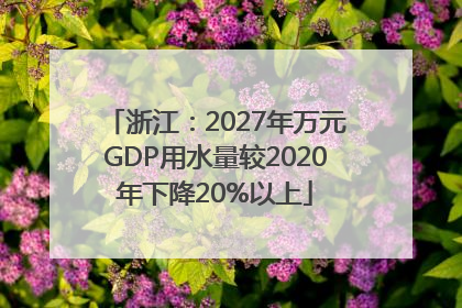浙江：2027年万元GDP用水量较2020年下降20%以上