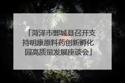 菏泽市鄄城县召开支持明康原料药创新孵化园高质量发展座谈会