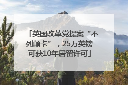 英国改革党提案“不列颠卡”，25万英镑可获10年居留许可