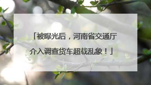 被曝光后，河南省交通厅介入调查货车超载乱象！
