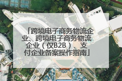 跨境电子商务物流企业、跨境电子商务物流企业（仅B2B）、支付企业备案操作指南