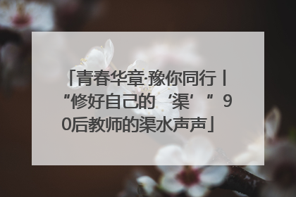 青春华章·豫你同行丨“修好自己的‘渠’”90后教师的渠水声声