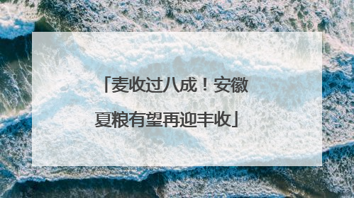 麦收过八成！安徽夏粮有望再迎丰收