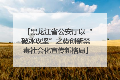 黑龙江省公安厅以“破冰攻坚”之势创新禁毒社会化宣传新格局