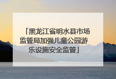 黑龙江省明水县市场监管局加强儿童公园游乐设施安全监管