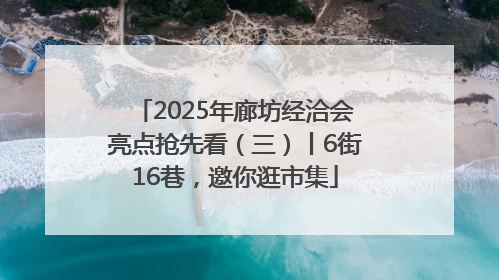 2025年廊坊经洽会亮点抢先看（三）丨6街16巷，邀你逛市集